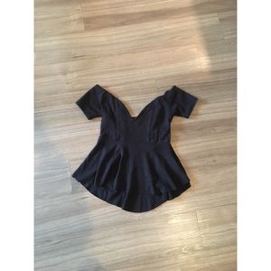 Black Free People Peplum Top